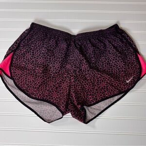 Nike Dri-FIT "Starglass" Tempo Run Shorts Pink Black Geometric Print Women's XL